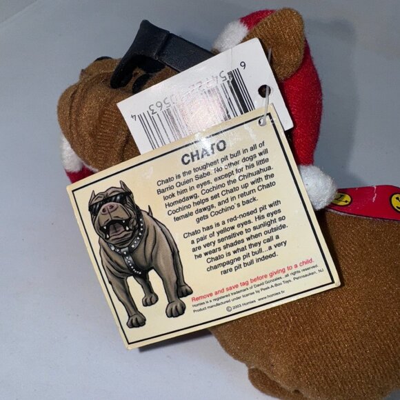 Vintage 2001 Homies Chato Pitbull Plush Christmas Rare NWT 8" - Picture 7 of 7